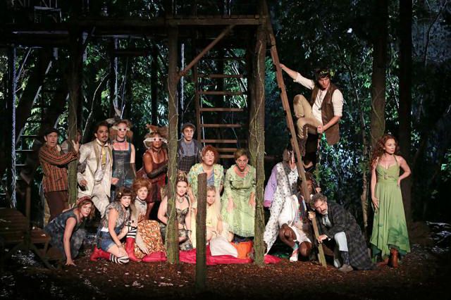 Most of the cast of the Public's new production of Woods